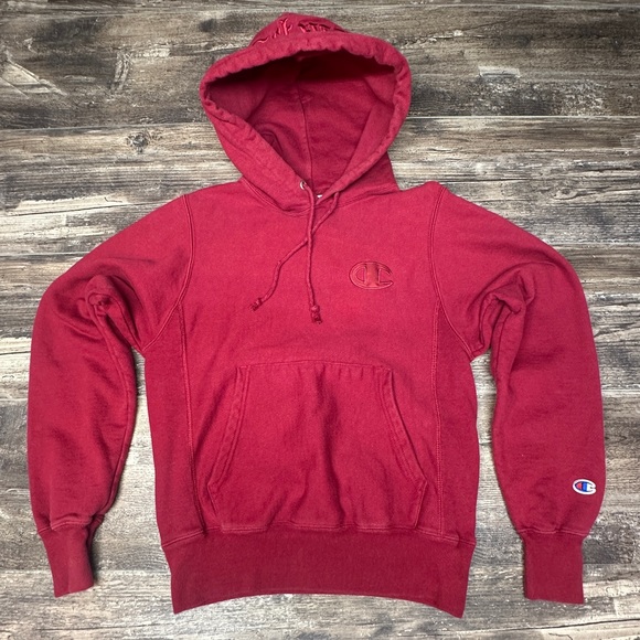 Champion Other - Champion Hoodie - Reverse Weave - Burgundy Pullover - Tonal Logo - XS - GUC